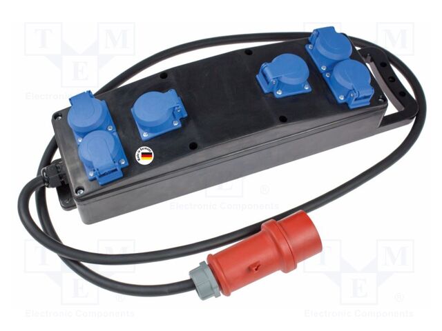 Extension lead; 5G2.5mm2; three-phase,with flap,with holder