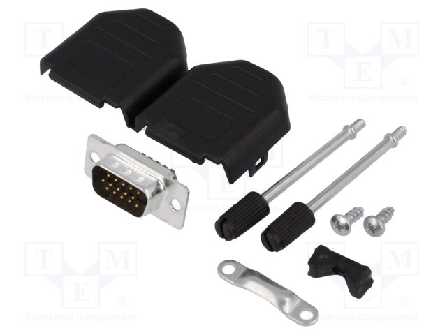 D-Sub HD; PIN: 15; plug; male; soldering; for cable