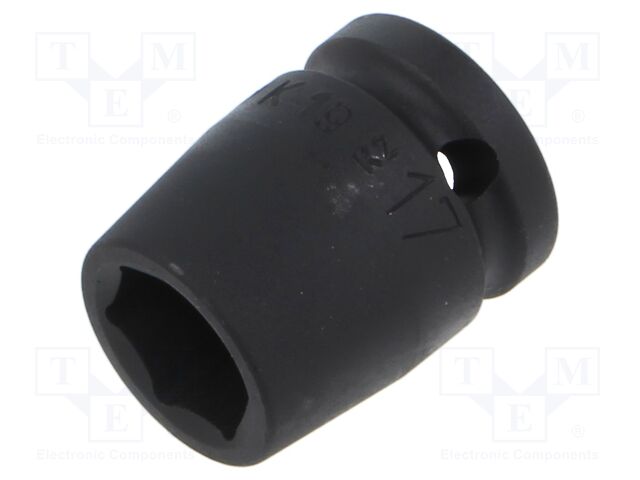 Socket; 6-angles,socket spanner,impact; HEX 17mm; 1/2"; short