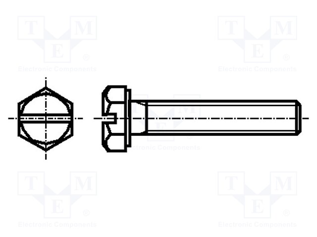 Screw; M5x16; DIN: 933Sz; Head: hexagonal; slotted; steel; zinc