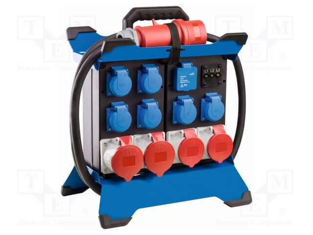 Electric switchboard; 5G6mm2; Sockets: 12; rubber; black; 2.1m; 32A