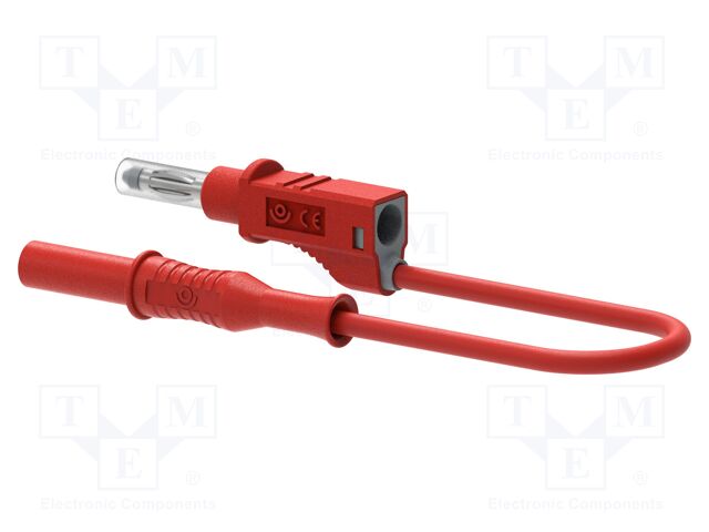 Test lead; 20A; banana plug 4mm,both sides; Len: 1m; red