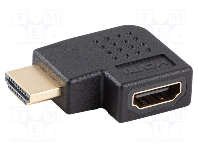 Adapter; HDMI socket,HDMI plug 90° left/right; HDMI 2.0; black