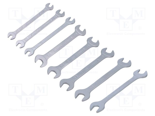 Wrench-set; spanner; Chrom-vanadium steel; 8pcs; Kit: spanner set