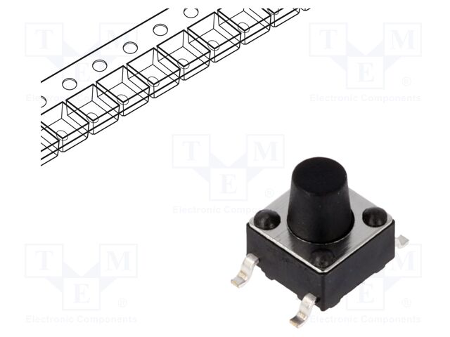 Microswitch TACT; SPST; Pos: 2; 0.05A/12VDC; SMT; 1.57N; 6x6x3.5mm