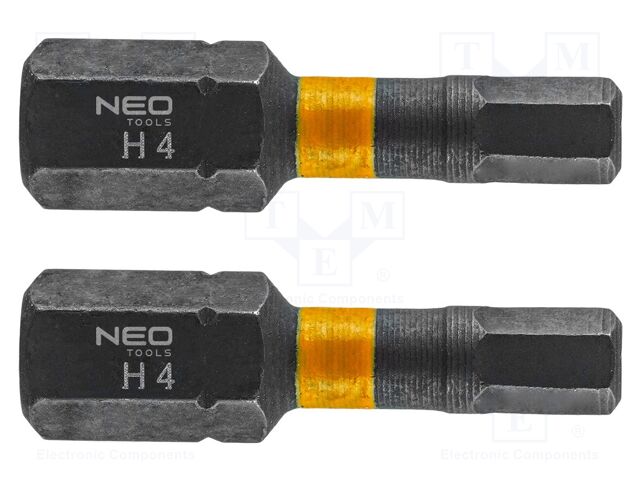 Kit: screwdriver bits; hex key; Overall len: 25mm; HEX 4mm; impact