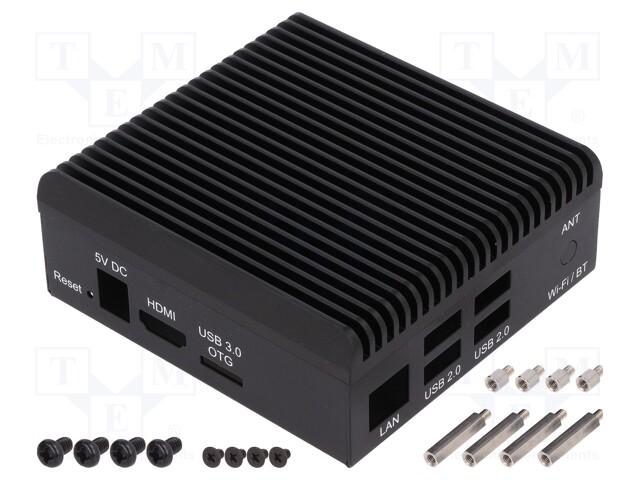 Enclosure: for computer; aluminium; black; X: 91mm; Y: 95mm; Z: 37mm