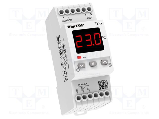 Temperature controller; for DIN rail mounting; 230VAC; IP20