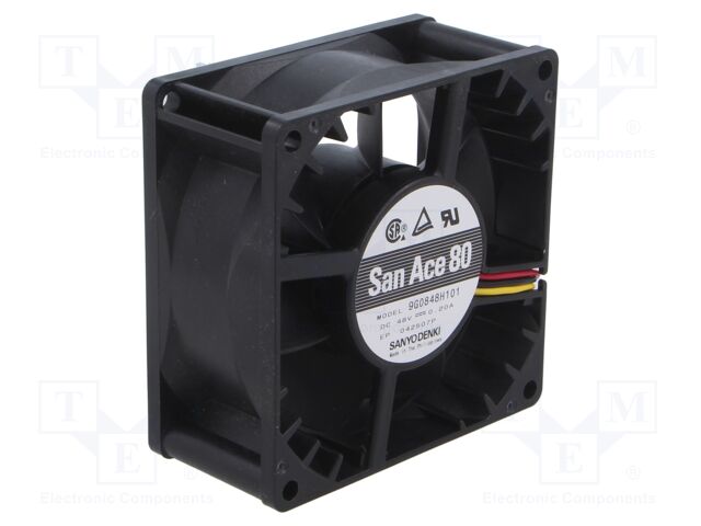 Fan: DC; axial; 48VDC; 80x80x38mm; 136.8m3/h; 49dBA; ball bearing