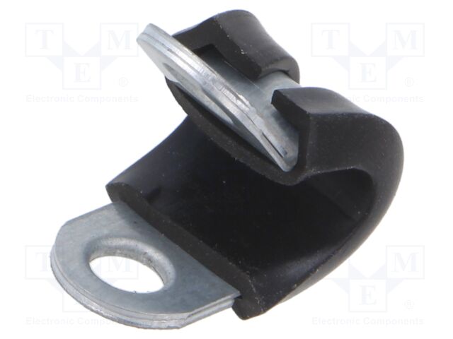 Fixing clamp; ØBundle : 5mm; W: 15mm; steel; Cover material: EPDM