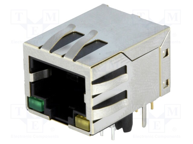Socket; RJ45; PIN: 8; shielded,with LED; Layout: 8p8c; THT