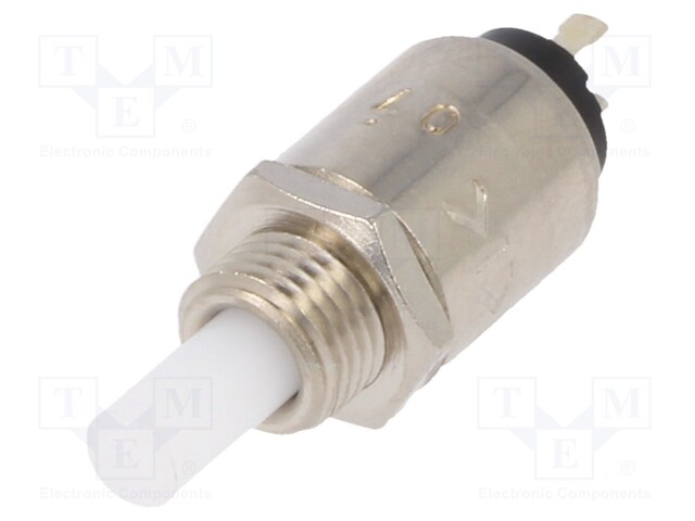 Switch: push-button; Pos: 2; SPST; 0.5A/125VAC; OFF-(ON)