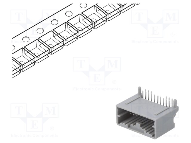 Connector: automotive; Mini50; socket; male; PIN: 16; tinned; THT