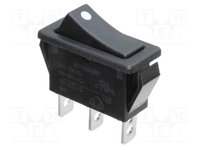 ROCKER; SPDT; ON-ON; 20A/125VAC; black; none; R4; 30.1x11.1mm