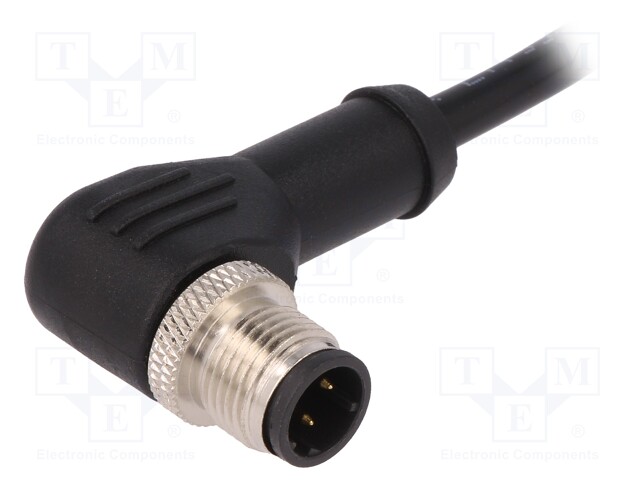 Plug; M12; PIN: 4; male; D code-Ethernet; IP67; 250V; 4A; angled; 1m