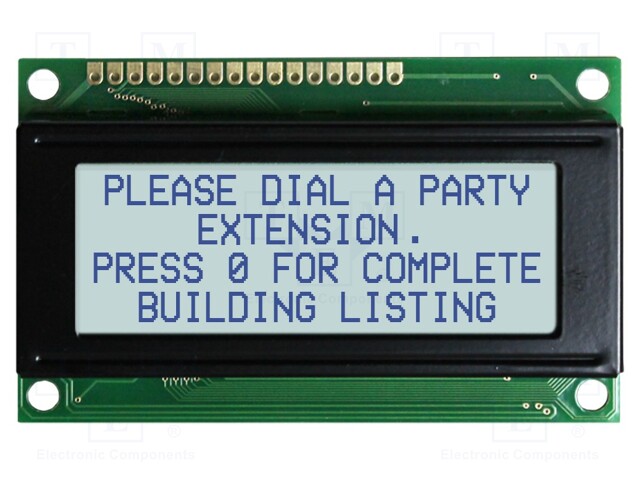 Display: LCD; alphanumeric; STN Positive; 20x4/4x20; gray; LED