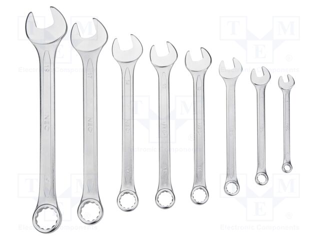 Wrench-set; combination spanner; Chrom-vanadium steel; 8pcs.