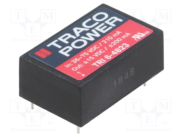 Converter: DC/DC; 6W; Uin: 36÷75V; Uout: 15VDC; Uout2: -15VDC; DIP24
