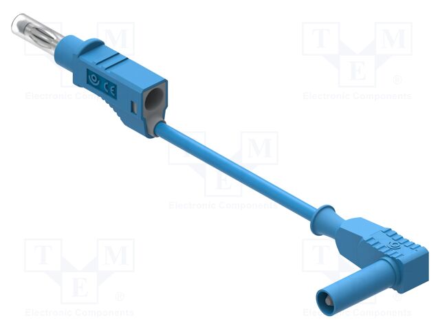 Test lead; 12A; banana plug 4mm,angular banana plug 4mm; Len: 1m