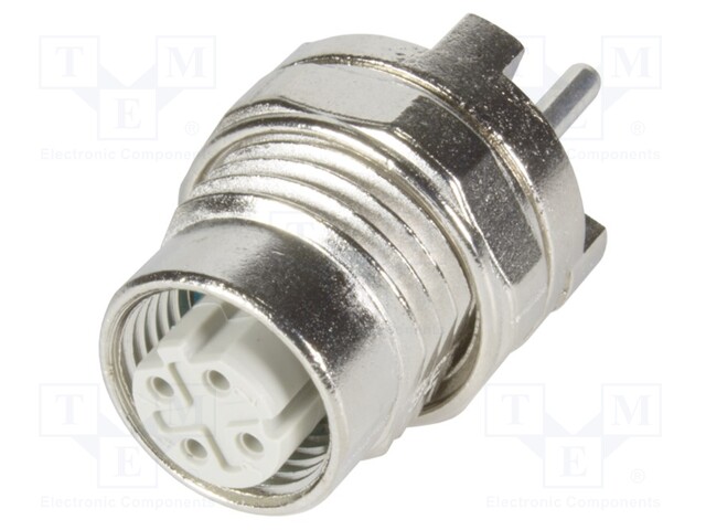 M12 panel feedtrough/PCB straight D-cod.