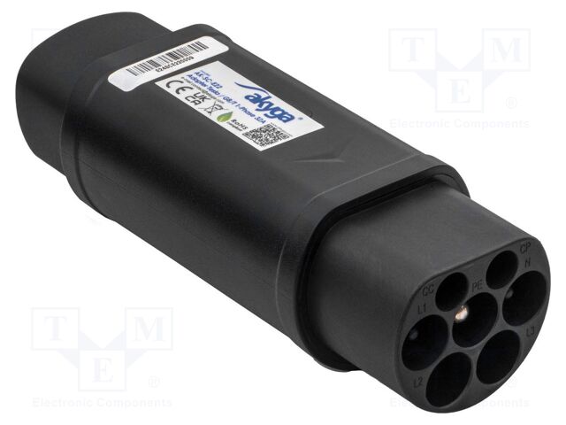 EMobility: adapter; 110/250VAC; 8kW; IP55; single-phase; 32A; black
