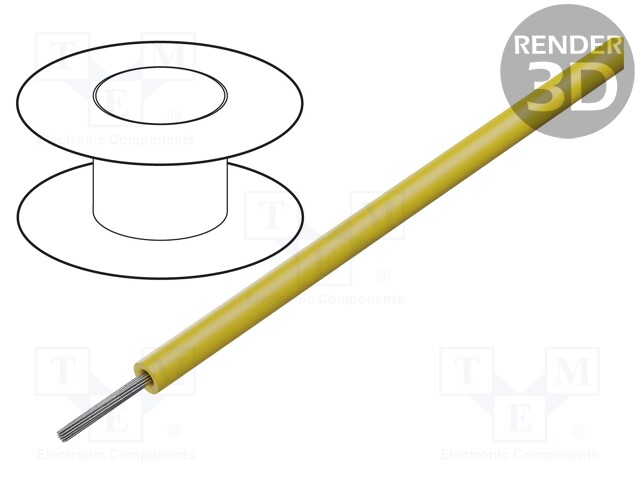 Wire; stranded; Cu; 16AWG; PVC; yellow; 600V; 30m