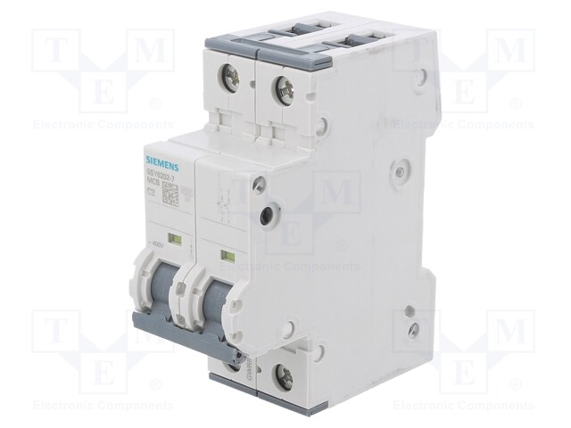 Circuit Breaker, MCB, 5SY6, 2P, 6 kA, 400 V, 2 A