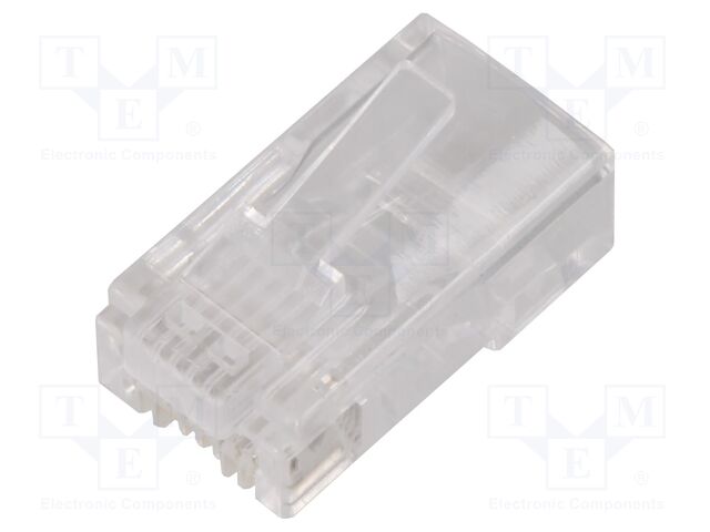 Plug; RJ45; PIN: 8; Cat: 6; pass through; Layout: 8p8c; for cable; IDC