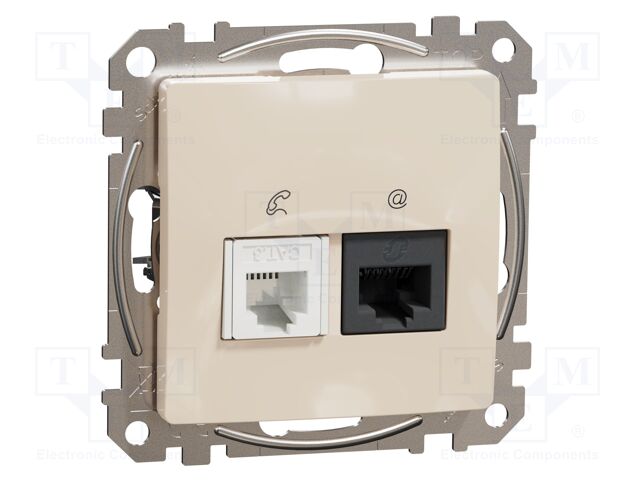 Data-telephone contact; IP20; plaster embedded,in mounting box