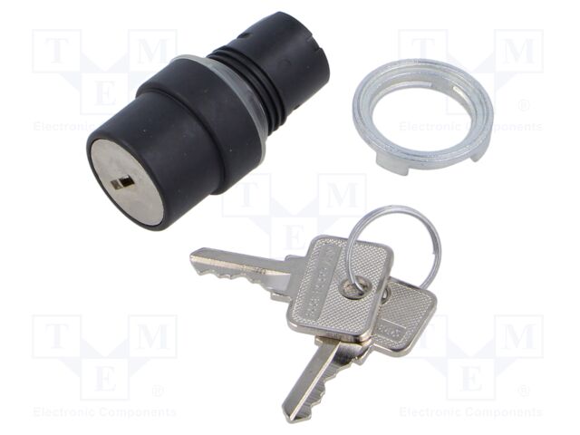 Switch: rotary with key; 22mm; Stabl.pos: 1; none; IP65; prominent