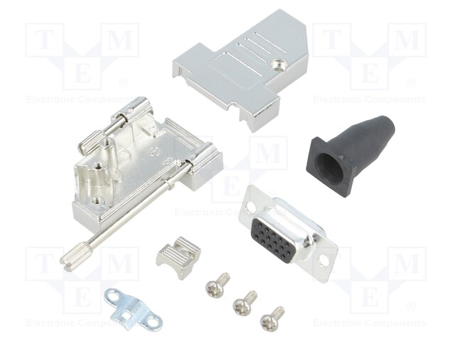 D-Sub; PIN: 15; plug; female; angled 45°; soldering; for cable