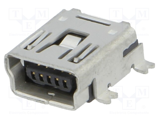 Socket; USB B mini; SMT; PIN: 5; horizontal; Package: tape; 750pcs.