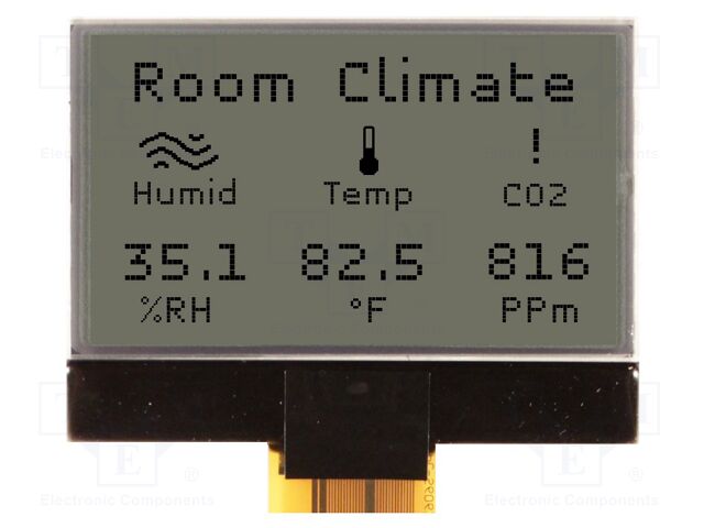 Display: LCD; 128x64; FSTN Positive; grey; 48x36x2mm; 3.3V