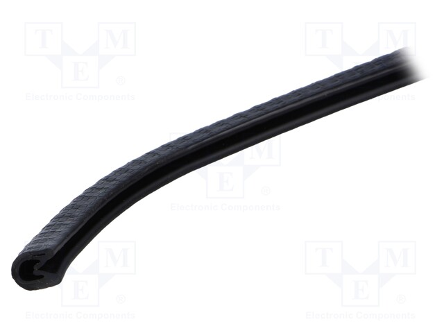 Hole and edge shield; PVC; L: 10m; black; H: 9.5mm; W: 6.5mm