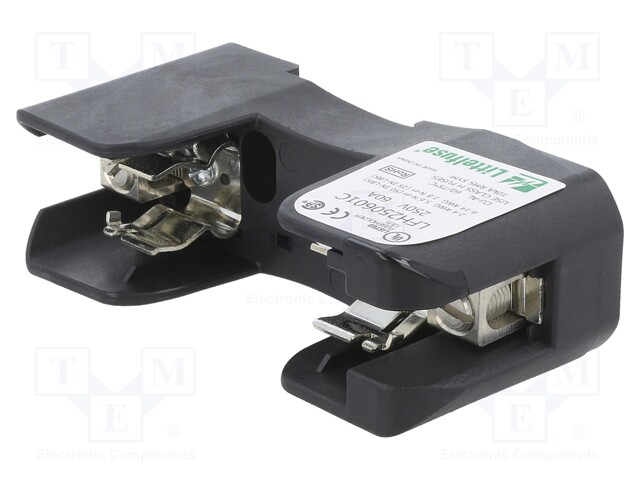 Fuse holder; cylindrical fuses; DIN; 60A; 250V; Poles: 1; black