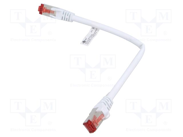 Patch cord; S/FTP; 6; stranded; Cu; LSZH; white; 0.25m; halogen free
