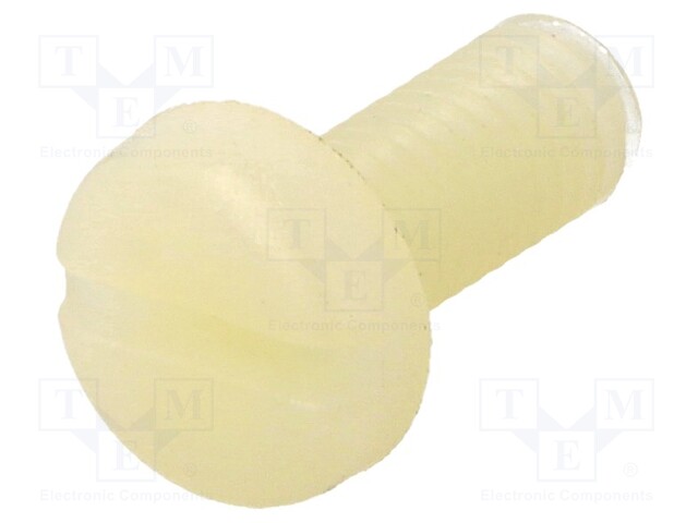 Screw; M5x12; 0.8; Head: cheese head; slotted; 1,3mm; polyamide