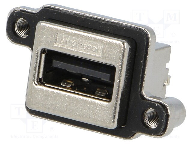 Socket; USB A; MUSB; for panel mounting,screw; THT; straight; IP67