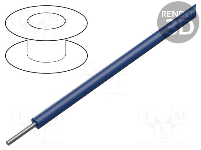 Wire; solid; Cu; 30AWG; PVC; dark blue; 300V; 305m
