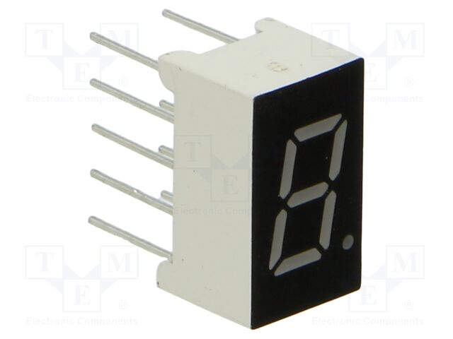 Display: LED; 7-segment; 7.62mm; 0.3"; No.char: 1; green; 200mcd