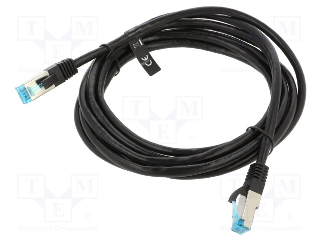 Patch cord; F/UTP; 5e; stranded; Cu; PVC; black; 3m; 26AWG; shielded