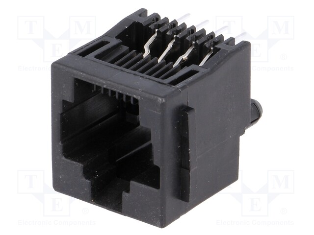 Socket; RJ45; PIN: 8; with panel stop blockade; Layout: 8p8c; THT