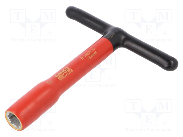 Key; insulated,socket spanner; HEX 18mm; tool steel; 200mm; 1kV