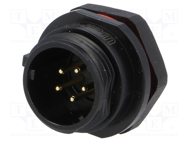 Socket; male; SP13; PIN: 5; IP68; 5A; soldering; for panel mounting