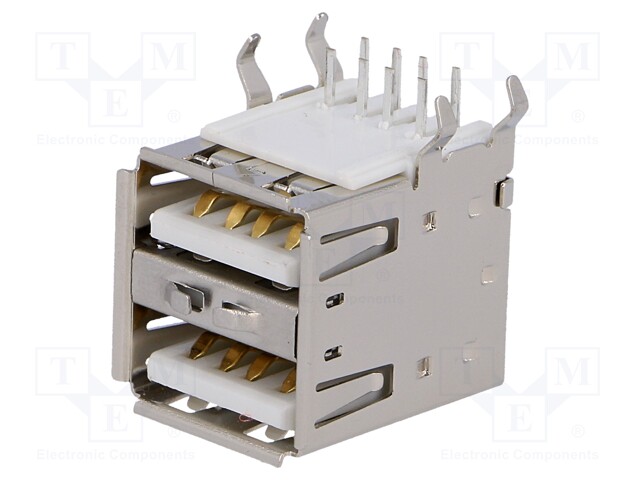 Socket; USB A; THT; angled 90°; without rear cover,double