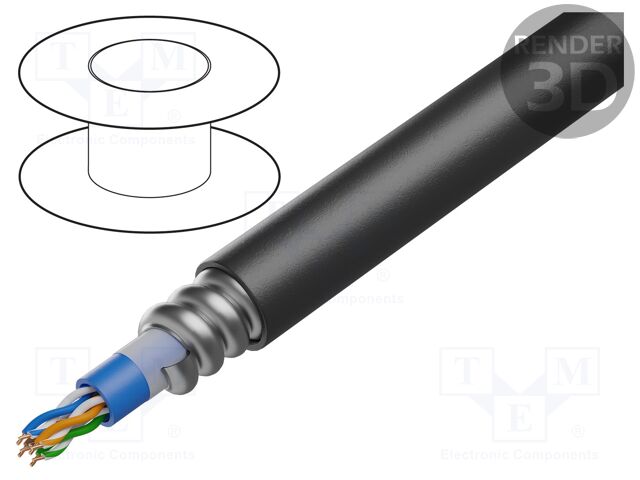 Wire; U/UTP; industrial Ethernet,outdoor; 6; solid; Cu; 4x2x23AWG