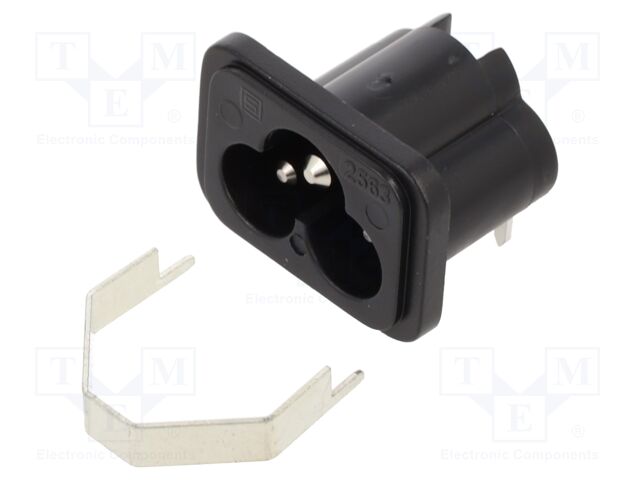 IEC C6 INLET, 2.5A, 250VAC, THT, PANEL