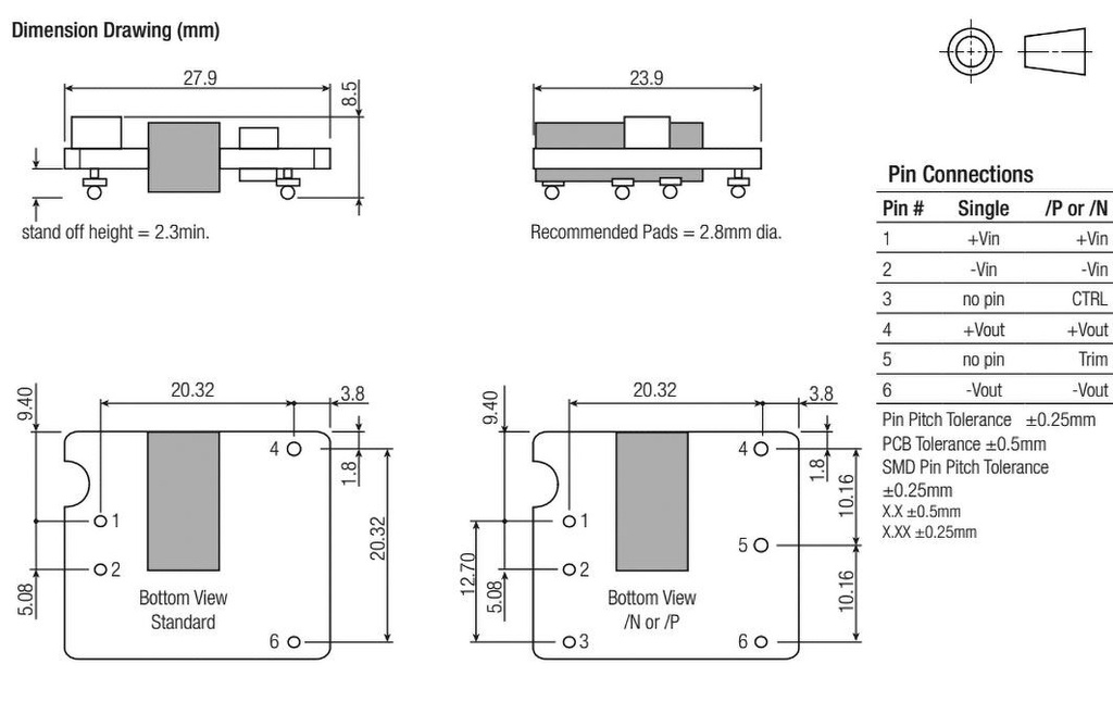 Converter: DC/DC; 15W; Uin: 9÷36V; Uout: 5VDC; Iout: 3A; SMD; 10.5g
