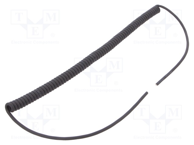 Wire: coiled; 2x0,14mm2; braid made of copper wires; PUR; black