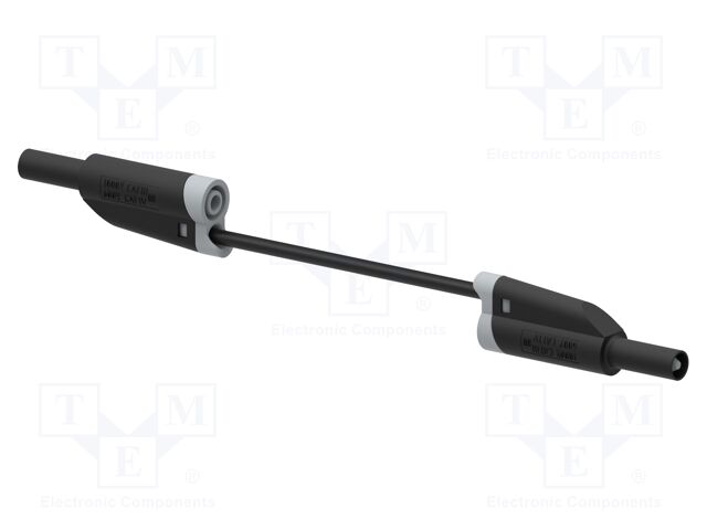 Test lead; 12A; banana plug 4mm,both sides; Len: 1m; black